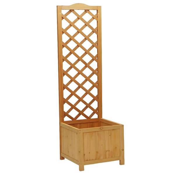 Gr8 Garden Wooden Garden Planter with Trellis Square Outdoor Flower Box for Climbing Plants