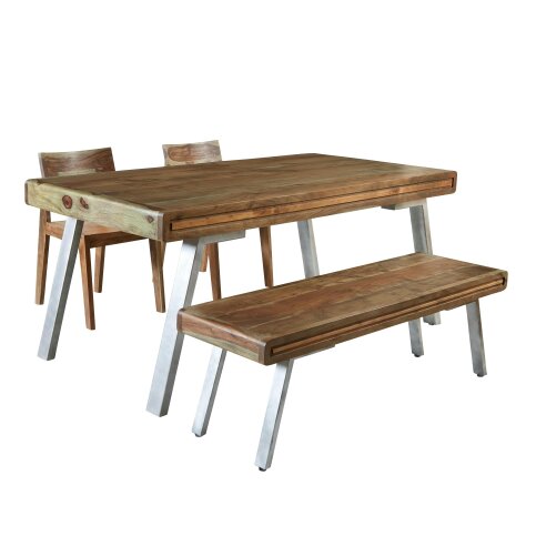 Wyld Haus Los Angeles Large Reclaimed Wood and Metal Dining Table