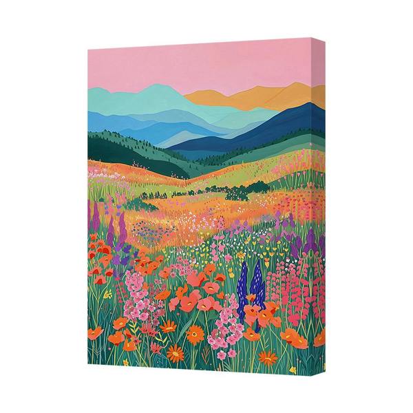 Benjamin Tate Design Contemporary Colorful Landscape Gallery Wrapped Canvas Art UK Made