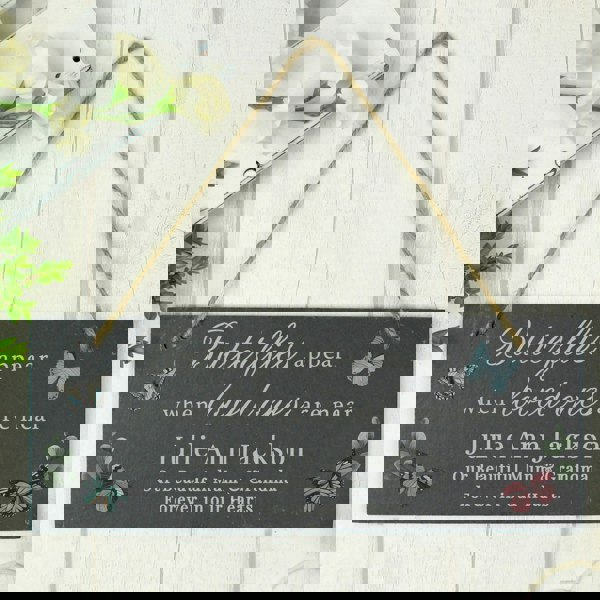 Personalised Memento Company Personalised Memorial Butterflies Appear Slate Hanging Ornament