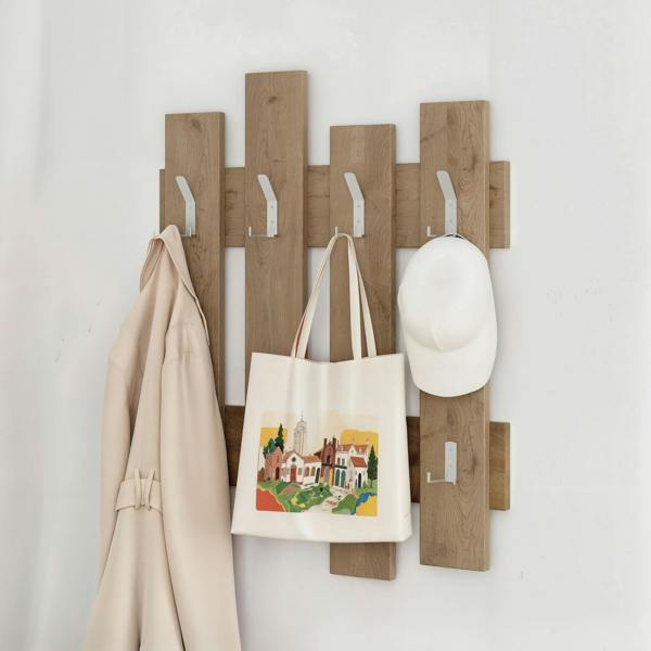 Decortie Wave Modern Wall-Mounted Coat Hanger with 8 Hooks 69 Width