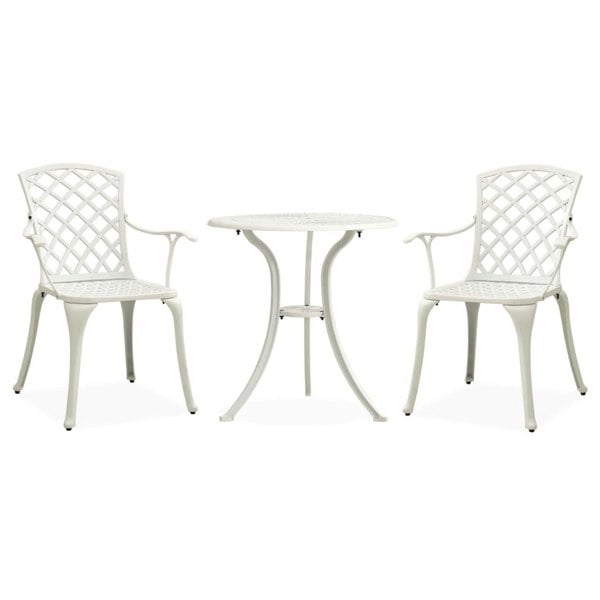 Berkfield 3 Piece Bistro Set Cast Aluminium White