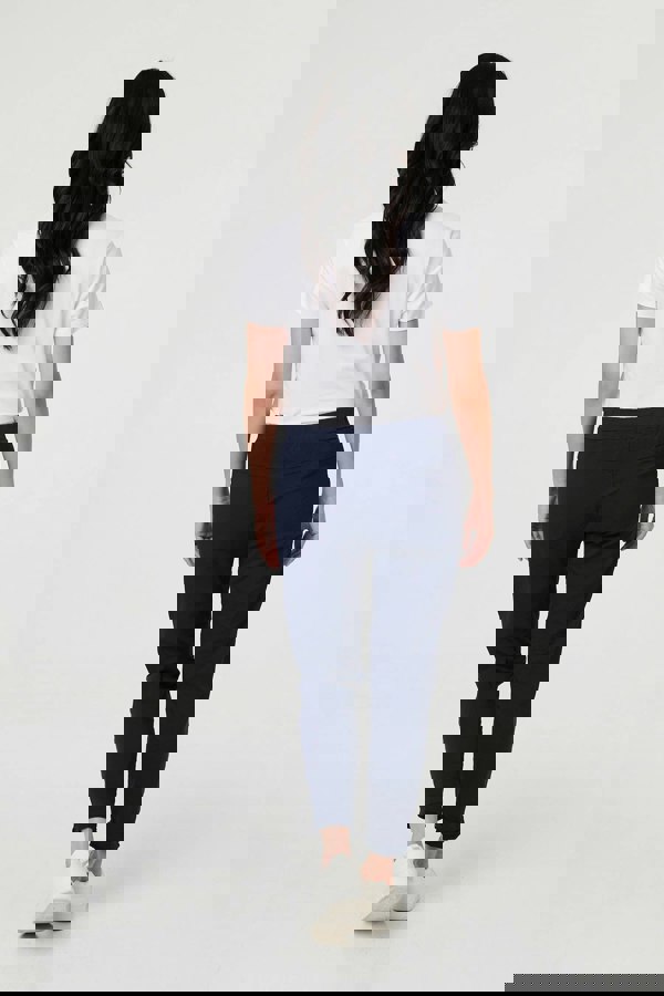 Navy | Drawstring Tie Waist Tapered Trousers
