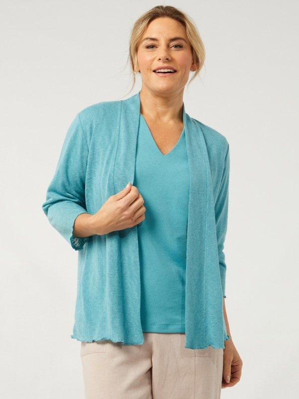 PennyPlain Open Front Shrug - Sea Green