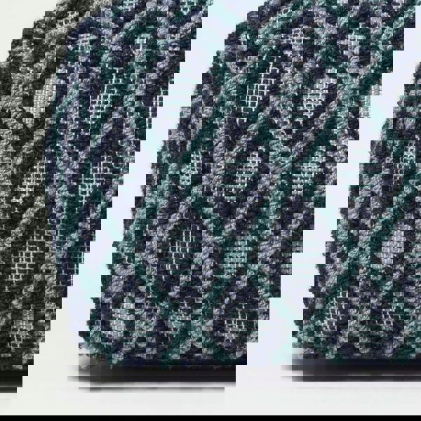 HOMESCAPES Tula Handwoven Textured Navy & Teal Pouffe Bean Cube