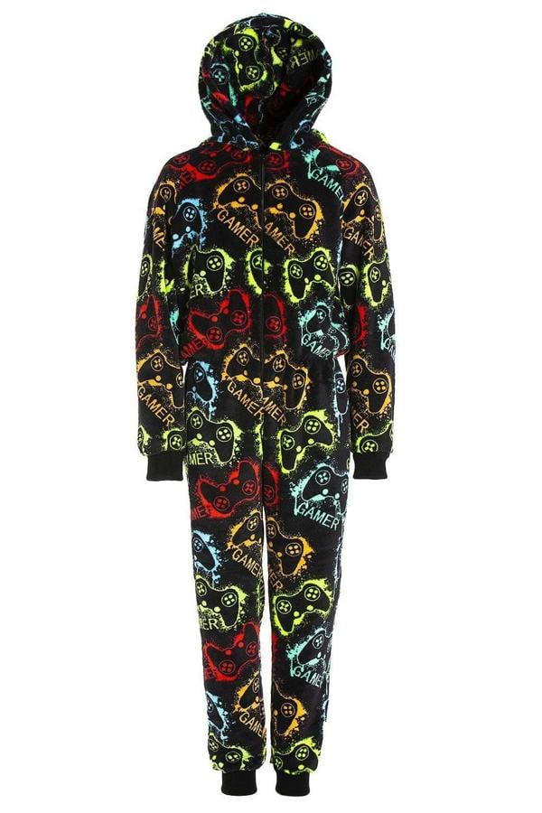 Camille Supersoft Fleece Gamer Print Onesie For Men and Children