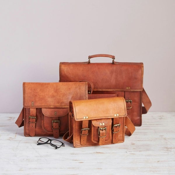 Paper High Brown Leather Satchel