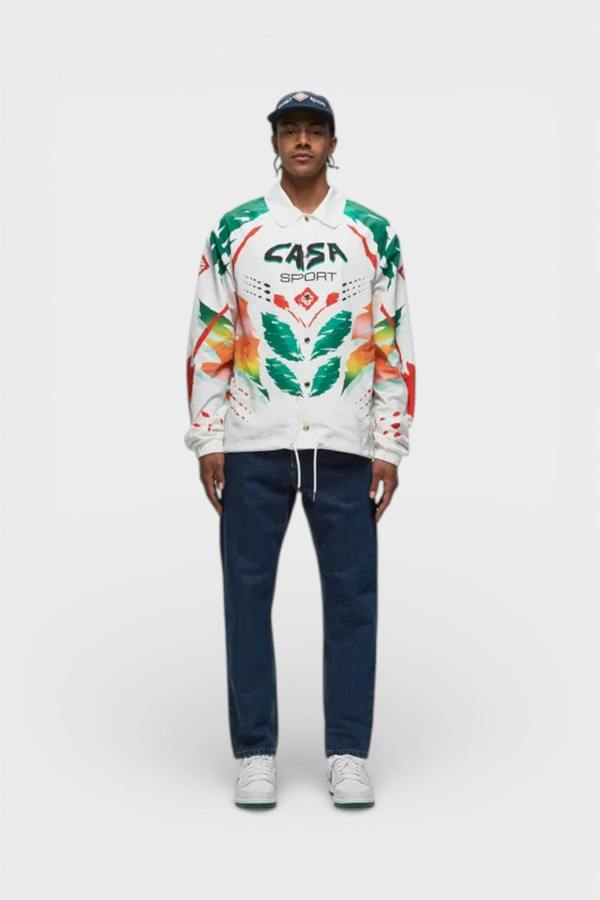 Casablanca Printed Coach Jacket Casa Moto White
