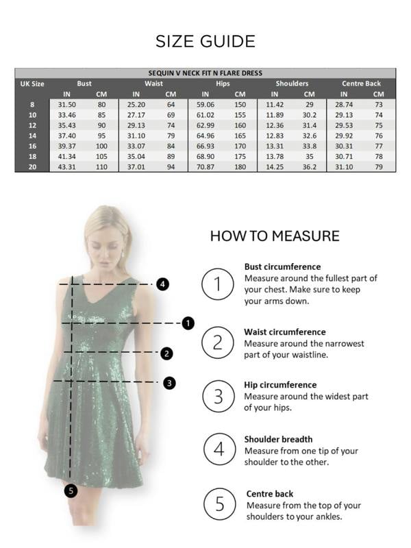 HotSquash Sequin V Neck Fit and Flare Dress