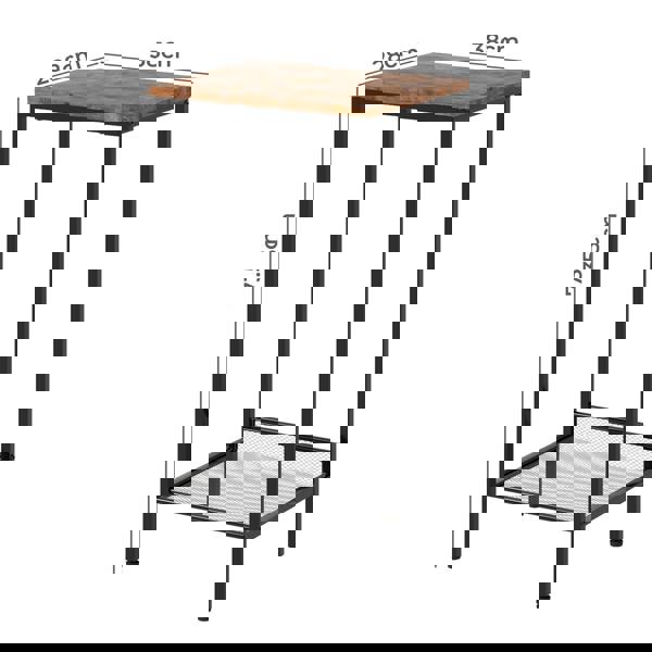 Levede Industrial Side Table Wood 2-Tier Storage Shelf End Table for Living Room