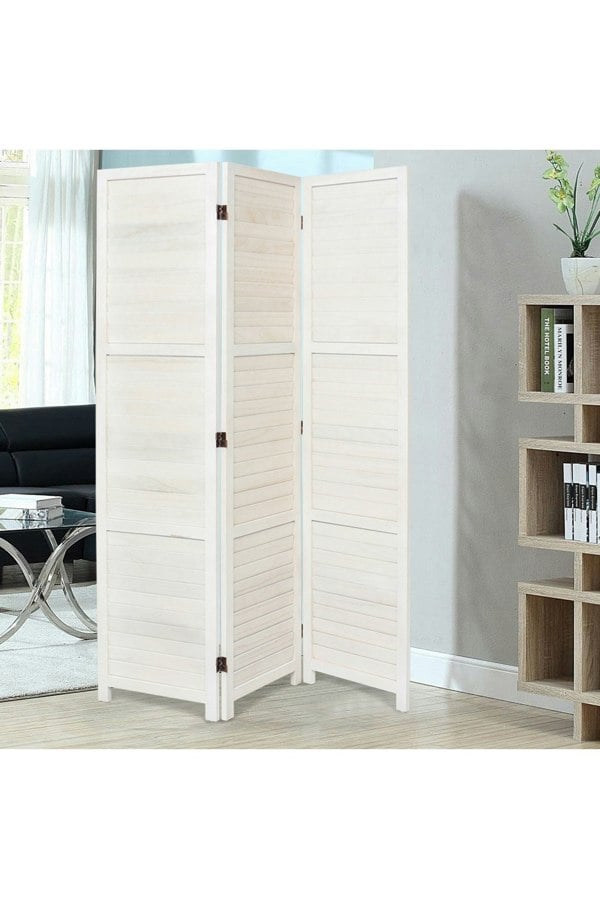 Living and Home Folding Solid Wood Room Divider Privacy Screen