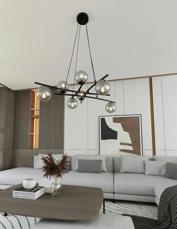 Emibig ESSA Pendant lamp 8 x E14 Black with Graphite Shade