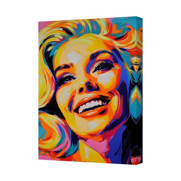 Benjamin Tate Design Colorful Pop Art Portrait Canvas Print On Deep Wood Frame Handmade In UK