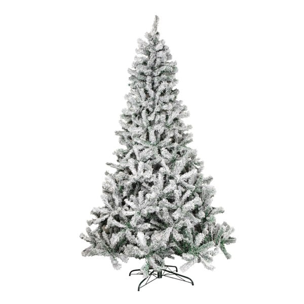 Samuel Alexander 8ft (2.4m) Snow Flocked Artificial Christmas Tree with Green Metal Stand and 1017 Tips