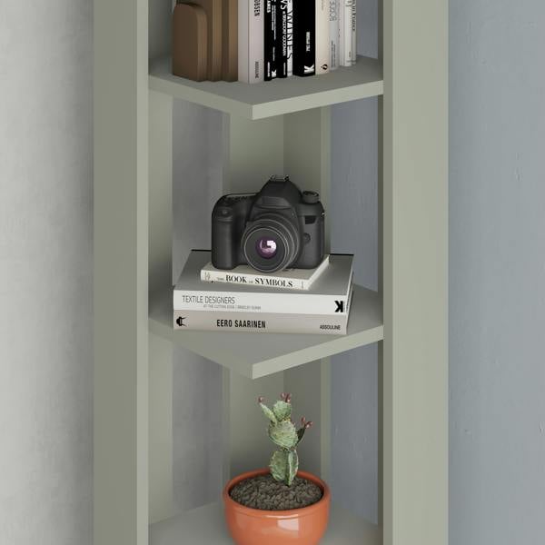 Decortie Nati Tall Corner Bookcase Modern Shelving Unit Space-Saving Storage 161cm