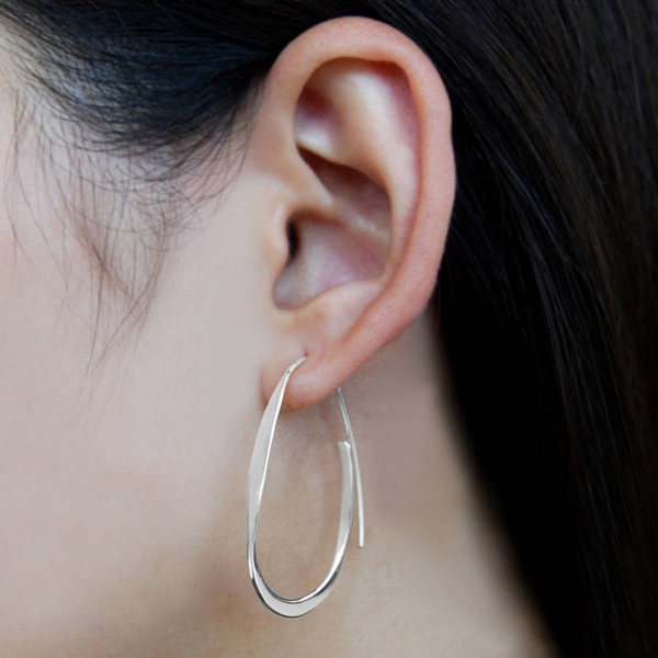 Silver Curl Hoop Earrings