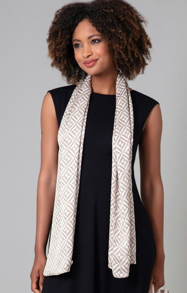 Alie Street London Phoebe Satin Scarf Geometric Nude