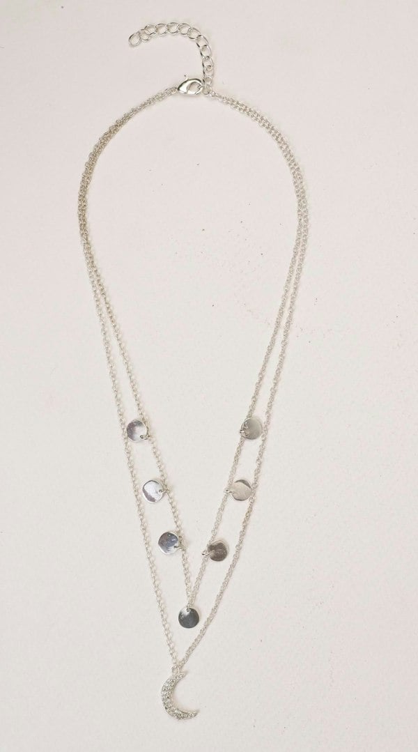 Star Gaze Double Layer Necklace Silver - Lila Rasa