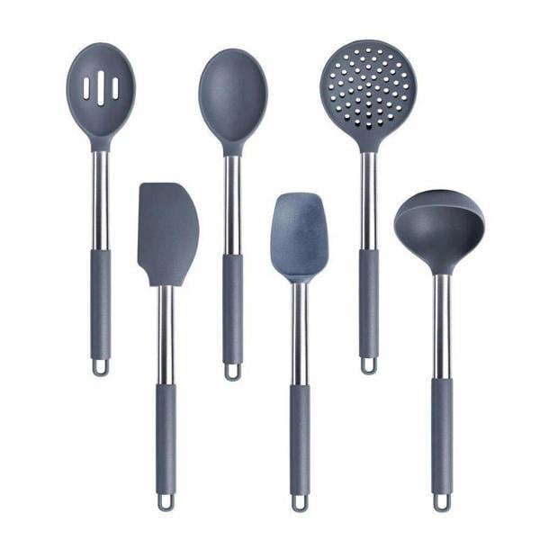 Anygleam Kitchen Utensils Non-stick Grey/ Silver 6 Set Cooking Tool Accessories Heat Resistant Kitchenware