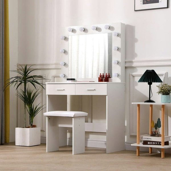 80cm W New Hollywood Dressing Table Set with Large Lighted Mirror Dressing Tables Living and Home