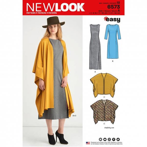 New Look Sewing Pattern 6573, Dresses for Women, A (8-10-12-14-16-18) - Easy