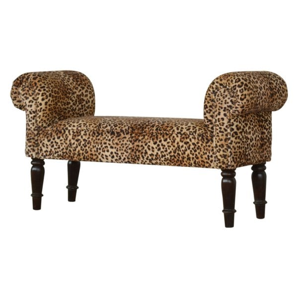 Artisan Furniture Leopard Print Velvet Bench