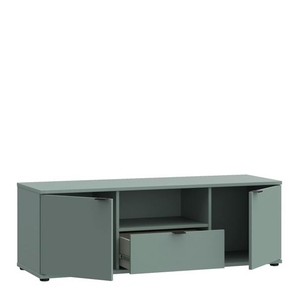 Furniture To Go Ganymede Wide TV Unit with Open Shelf & 2 Doors in Sage Green