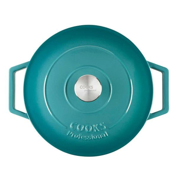 Cooks Professional 26cm Cast Iron Casserole | Teal