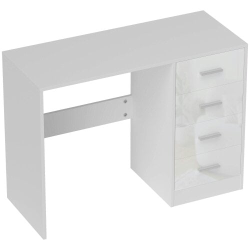 Wyld Haus Reka 98cm High Gloss White Desk 4 Drawers For Home Office