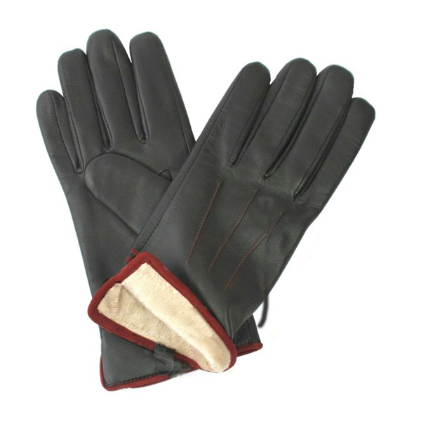 Eastern Counties Leather Mens Charles Leather Gloves - Black/Burgundy