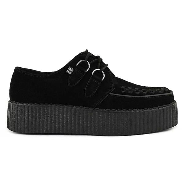 TUK Footwear TUK Viva High Creeper Black Suede Platform Lace-Up Goth Shoes - AV7757
