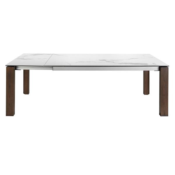 Angel Cerdá Rectangular porcelain marble and walnut extending dining table 1095