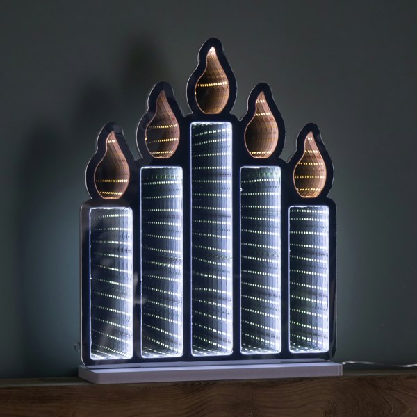 Samuel Alexander 40cm Light up Standing Candlebridge with Flickering Flame Christmas Infinity Mirror