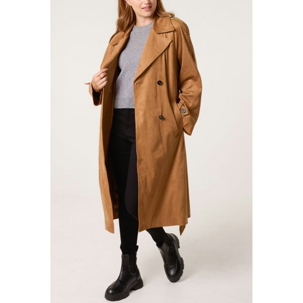 Blue Vanilla Suedette Trench Coat