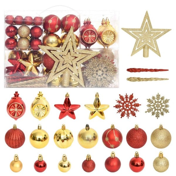 Berkfield 108 Piece Christmas Bauble Set Gold and Red