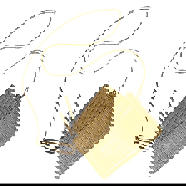 Assots London 'ARIA' Mustard Croc Real Leather Crossbody Bag & Purse Set