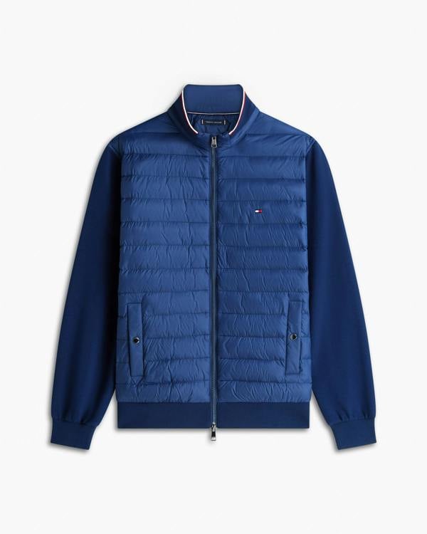 Tommy Hilfiger Essential RWB Mixed Media Mens Stand Collar Jacket - Carbon Navy