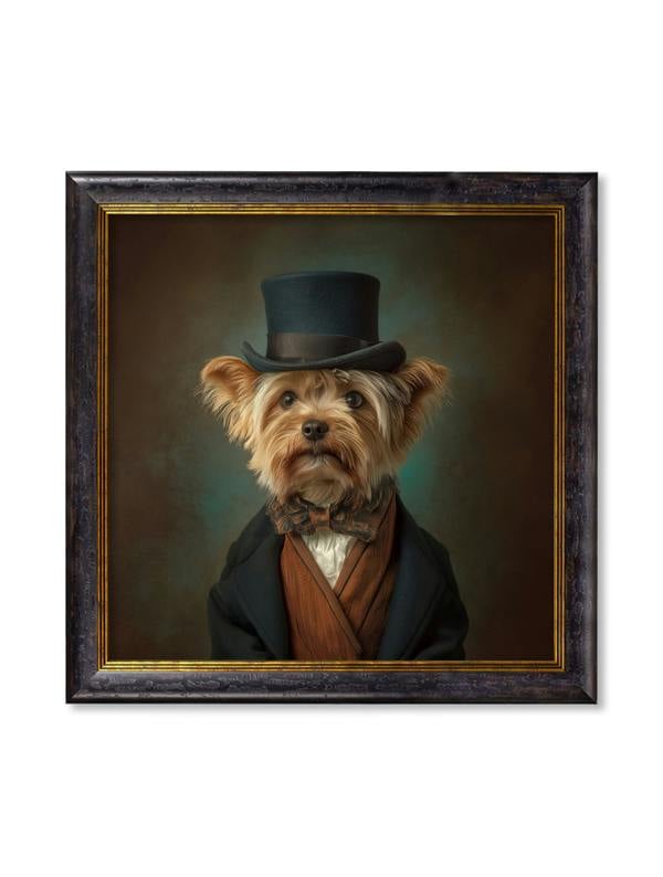 Exceptional Art Lord Barkley of York - Gentleman Yorkshire Terrier Oxford Square Frame
