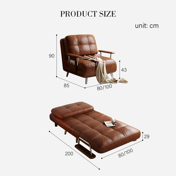 Rit Concept O'Reilly Single Seater Sofa Bed, Brown Leather