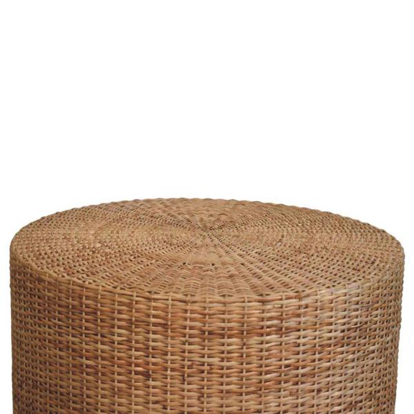 Artisan Furniture Solid Wood Regency Round Woven Coffee Table, Beige