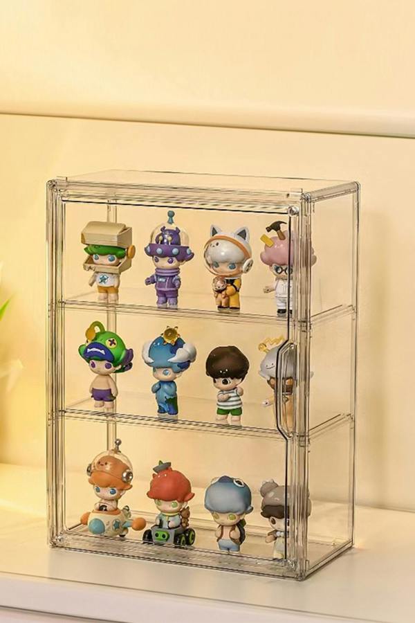 3-Tier Storage Display Case Wall Mount Transparent Toy Storage Box