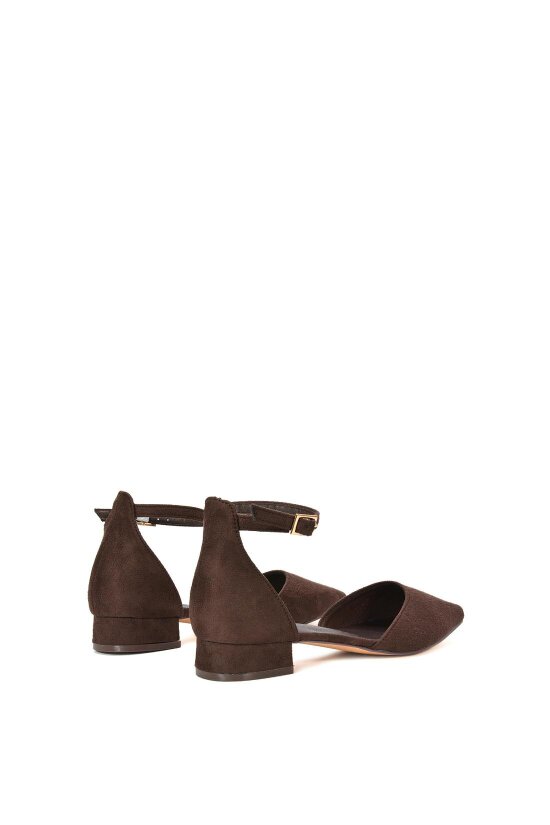 XY LONDON Low Heel Flat Pointed Toe Ankle Strap Court Shoes