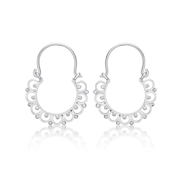 925 Sterling Silver Small Tribal Hoop Earrings for Women - namana.london