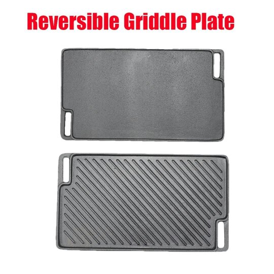 Havendro 46cm Griddle Plate Cast Iron Reversible BBQ Skillet Fry Pan Grill Double Sided