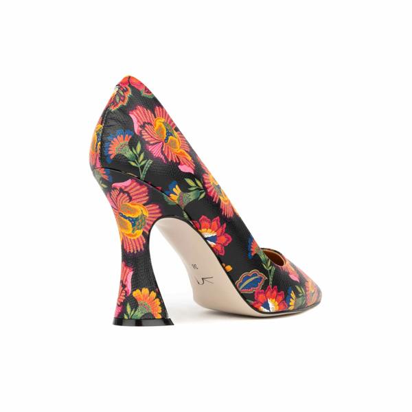 Embassy London Emily Hollywood - Red Flowers - Women's pointy 4 inch multicolour leather pump
