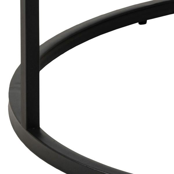 Wyld Haus Odense Round White Marble Effect Coffee Table Black Metal Legs