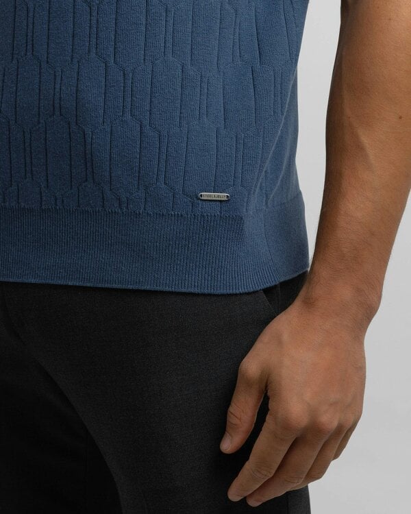Steel & Jelly Tarvin - Geo Texture Knitted Polo Shirt