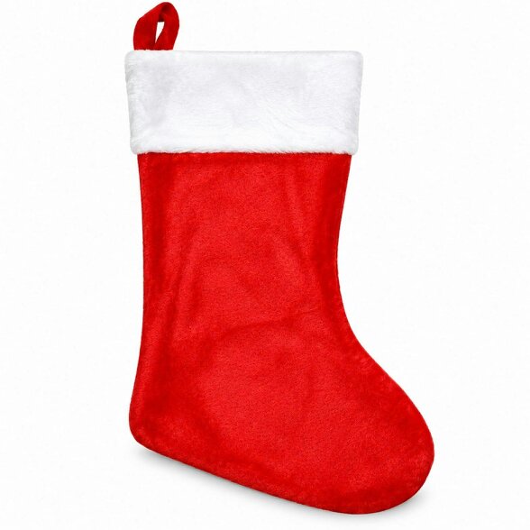Shatchi 38cm Red Felt Christmas Santa Stocking Hanging Sack for Festive Home Decor