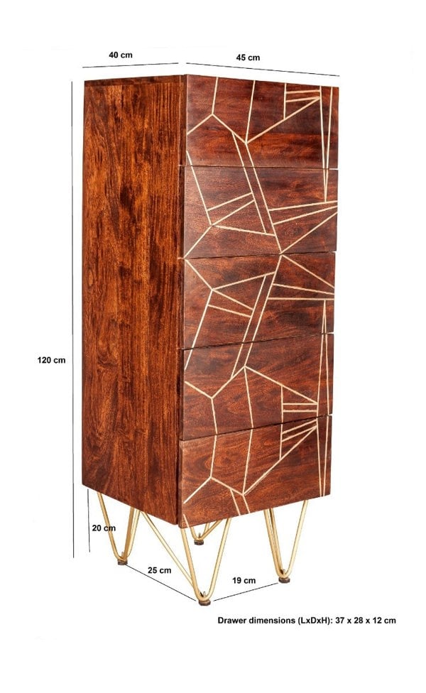 IH Design Tall Chest of drawers Bishop Dark Mango