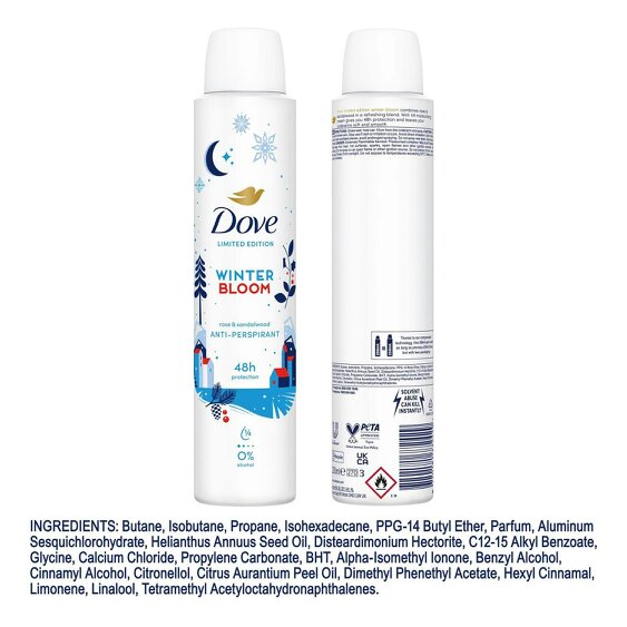 Dove Anti-Perspirant Deodorant Winter Bloom, 48H Sweat Protection 200ml 6 Pack